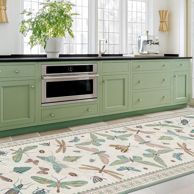 Insect Print 8ft Long Hallway Runner Rug