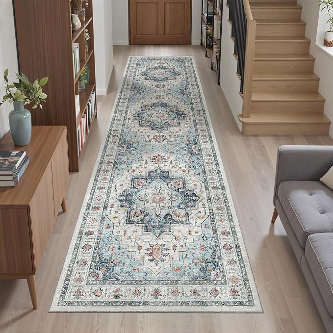 Madane Runner Rug 2x8, Washable Hallway Runner Rugs, Non-Slip Low-Pile Soft