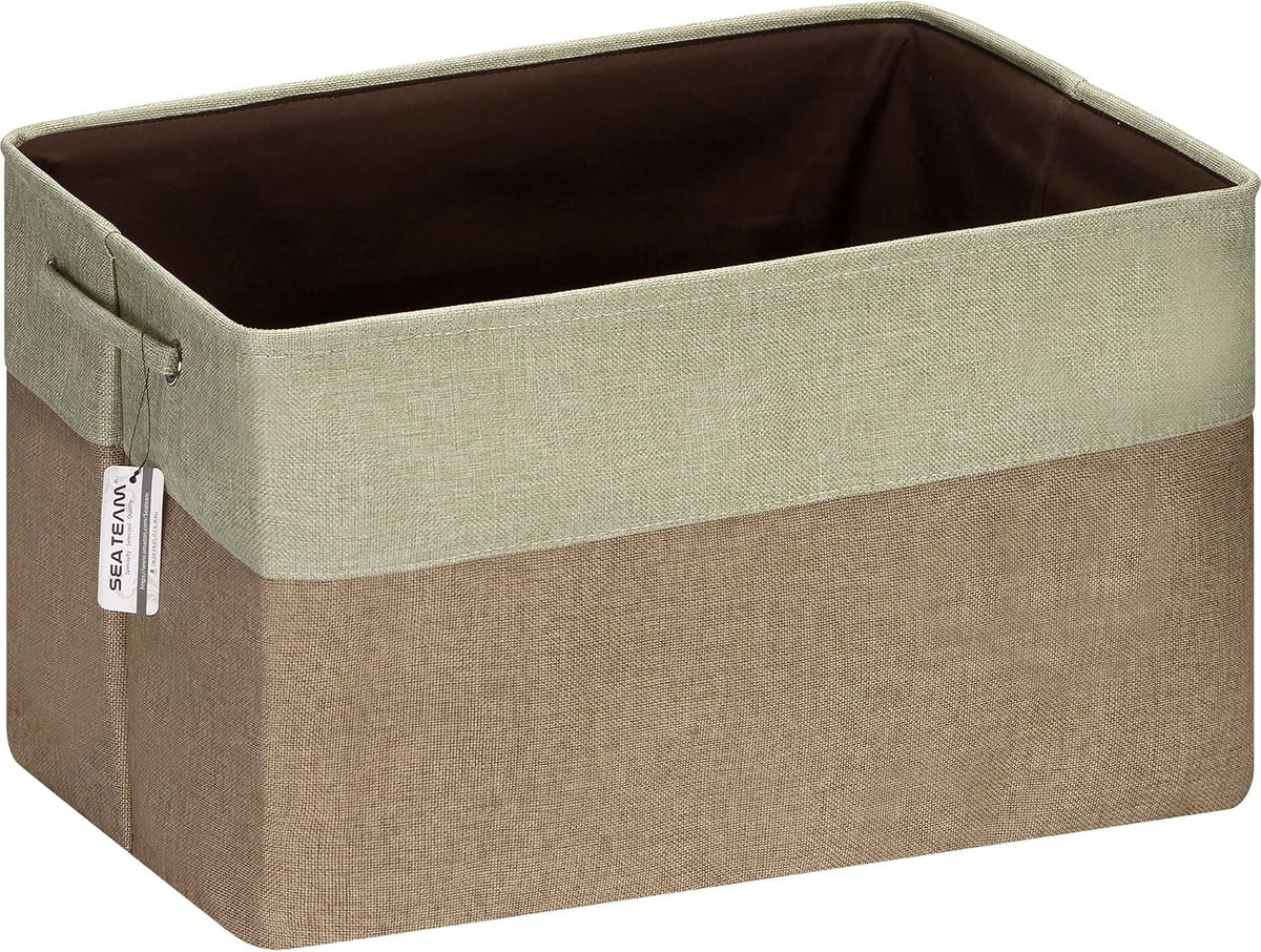 Sea Team Oversized Rectangle Canvas Open-Top Storage Baskets, 3-Pack
