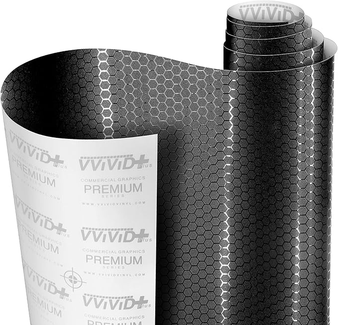 VViViD+ Honeycomb Matte Black Medium Pattern Car Wrap Vinyl (10ft x 5ft)