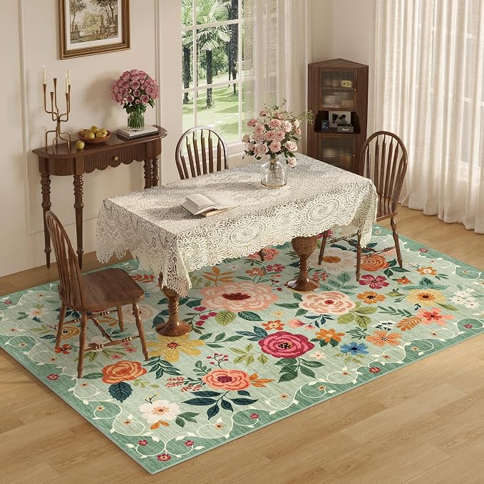 DUKINO 5x7 Area Rug, Floral Rugs