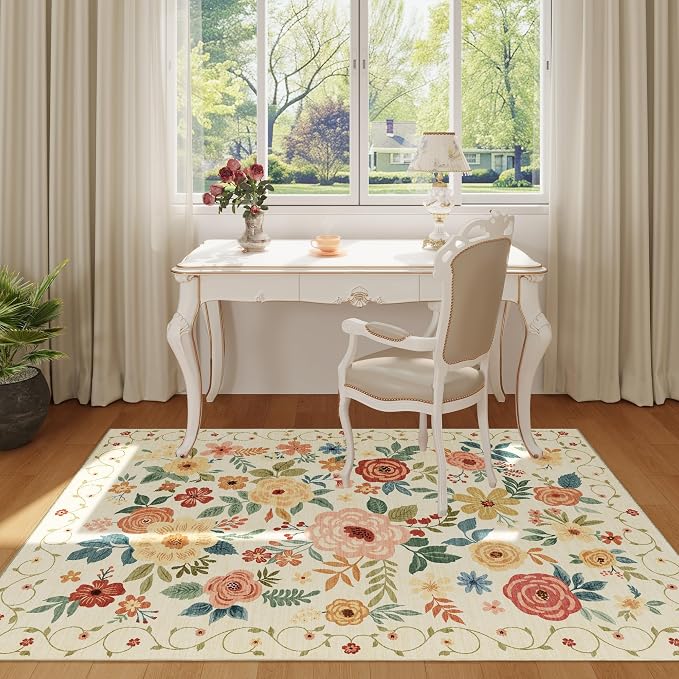 DUKINO 3x5 Area Rug, Floral Rugs