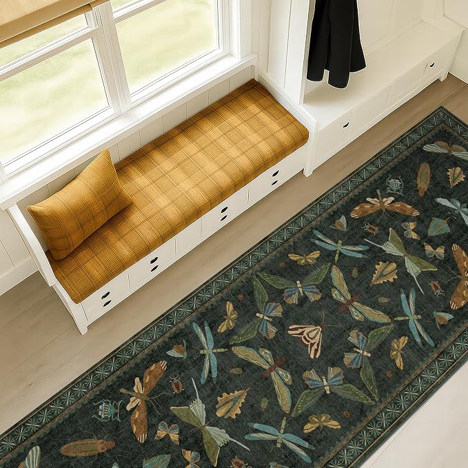 Dark Green 2'6"x10' Long Runner Rugs
