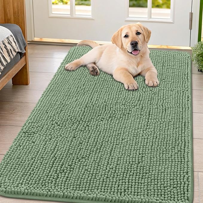 Smiry Dog Door Mat for Muddy Paws 47x32, Absorbent Dirt Trapper, Non-Slip