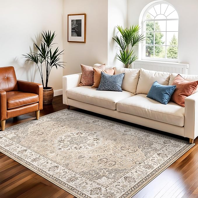 Living Room 4x6 Area Rugs: Vintage Farmhouse Washable Non-Slip Rug