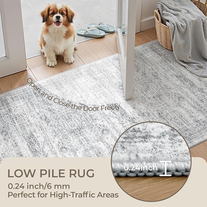 3x6 Runner Rug Non Slip, Thin Entryway Washable Rug