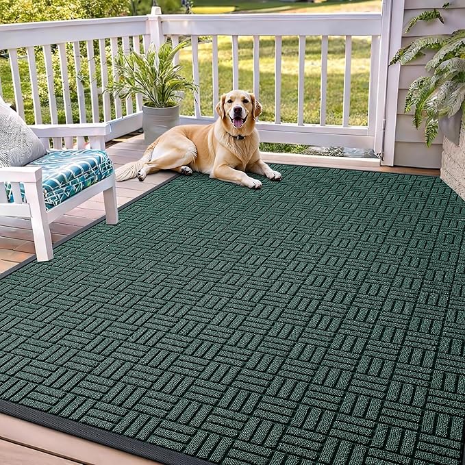 OLANLY Front Door Mat Outside Entrance 71x47, Heavy Duty Sturdy Natural Rubber