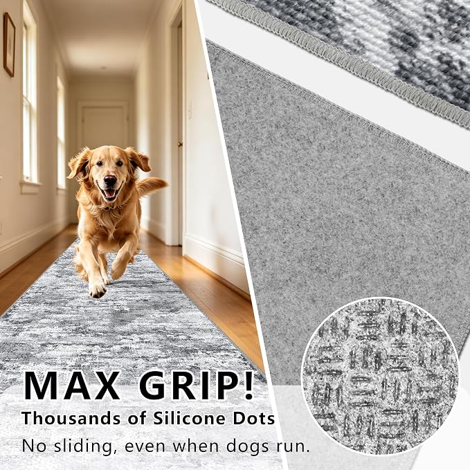 3x5 Area Rug Washable Entryway Rug Non Slip Abstract Tear and Stain Resistance
