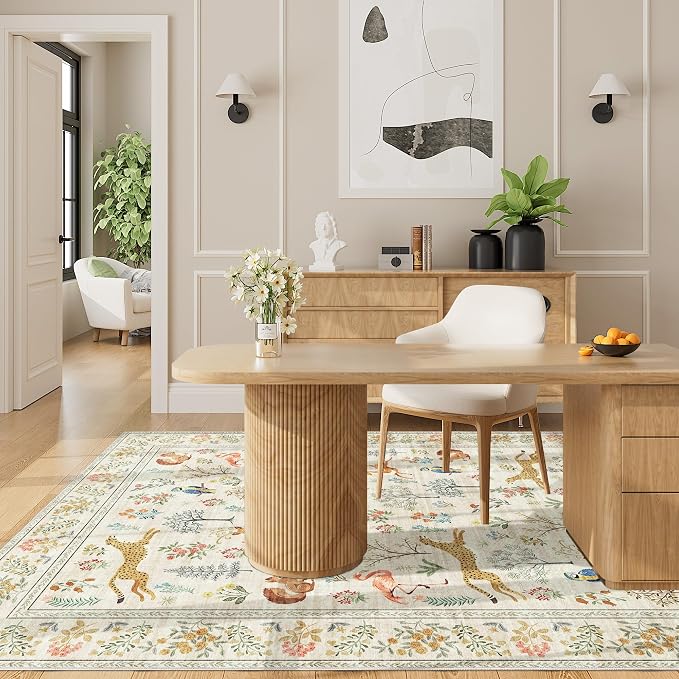 DUKINO 4x6 Rug, Washable Animal Area Rug