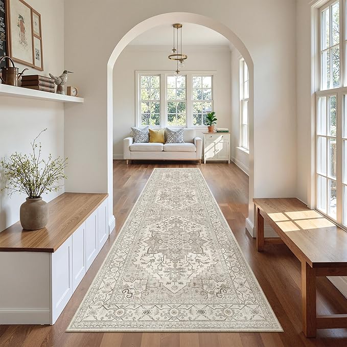 Madane Hallway Runner Rug 2'6''x10' Kitchen Runner, Non Slip Vintage Runners