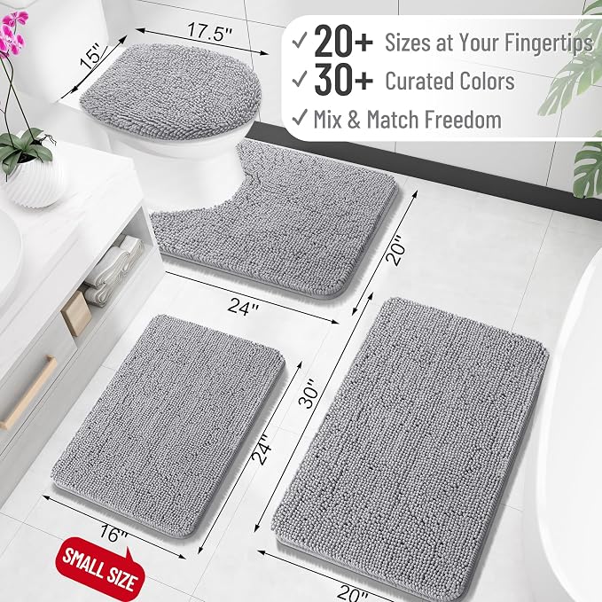 OLANLY Bathroom Rugs 36x24, Extra Soft Absorbent Chenille Bath Rugs, Rubber