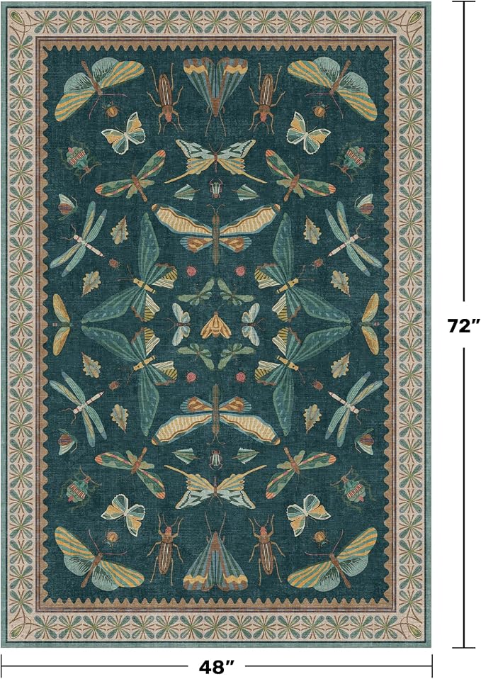 Dark Teal 4x6 Area Rugs for Door Mat Entrance