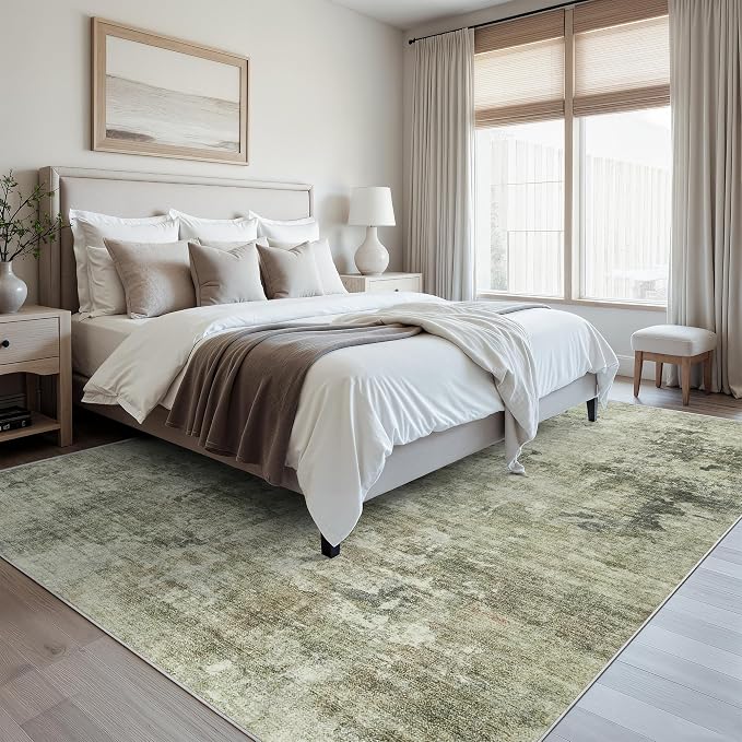 Soalmost Abstract Rug 8x10 Large Living Room Neutral Modern Washable Area Rugs