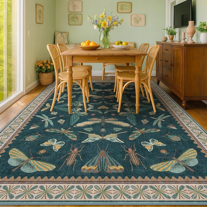 Vintage Teal Area Rugs for Living Room 6x8