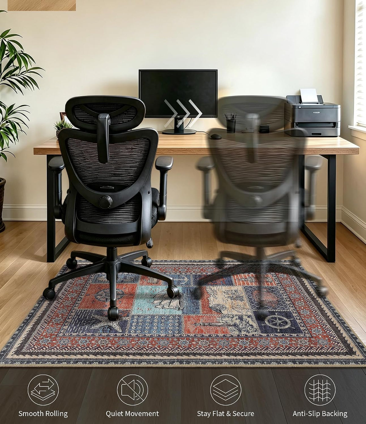 chakme Office Chair Mat for Hardwood Floor Non Slip 36"x48", Orange Ocean