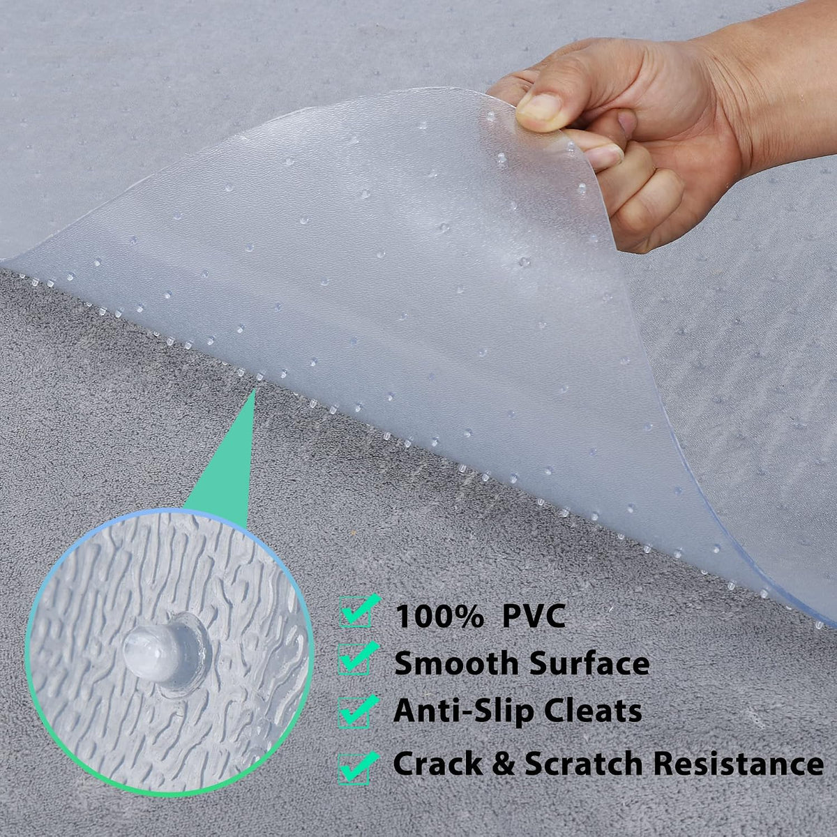 Super Deal Upgraded 46" X 60" Office Chair Mat for Carpet Floor, Non-Slip Under Desk Carpeted Floor Protector, Heavy Duty Clear Plastic Carpet with Lip for Home Office Gaming Chair