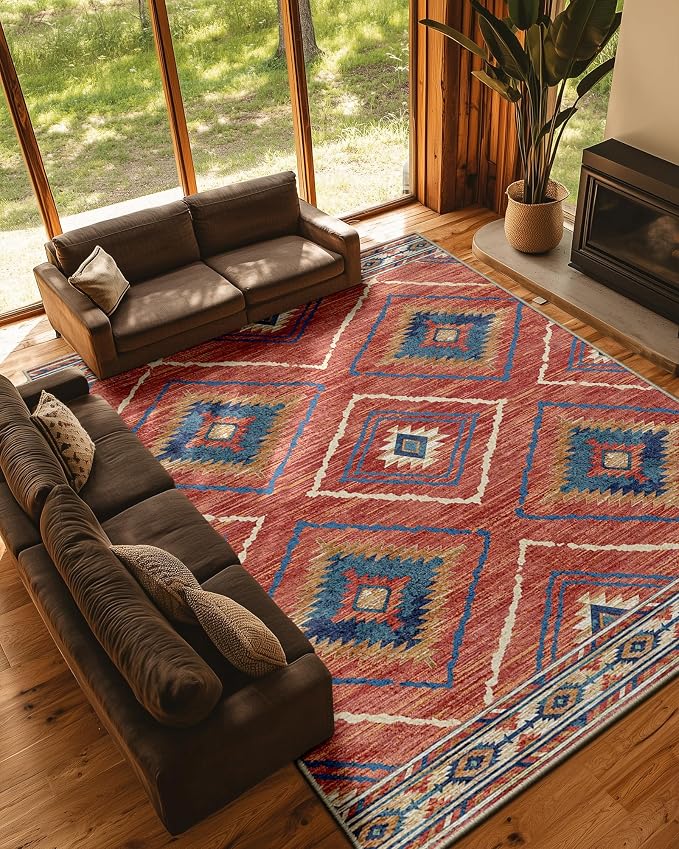 BESTSWEETIE Area Rug 10x14 Rug Machine Washable Non-Slip Low Pile Print Pattern
