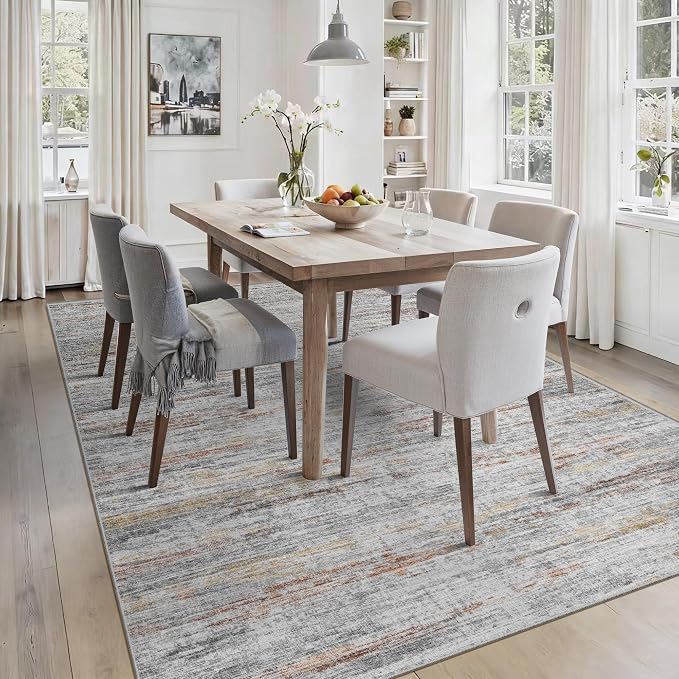 8x10 Area Rugs for Living Room, Modern Abstract Non-Slip Backing Washable Rugs