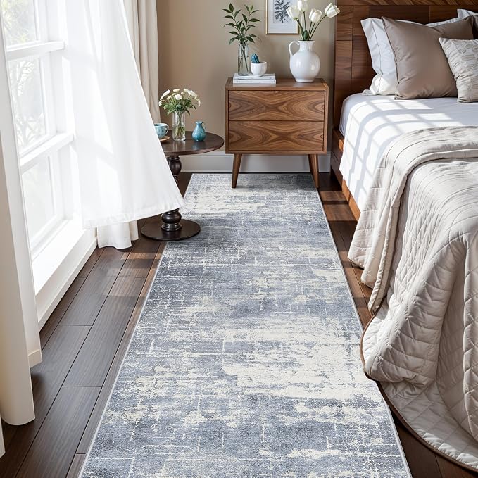 Hallway 2x8 Washable Runner Rug: Abstract Stain Resistant Kitchen Entryway Rugs