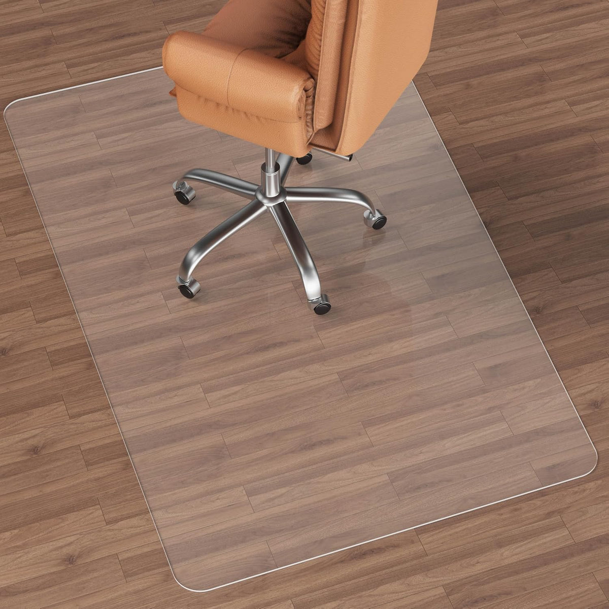 NATRKE Clear Chair Mat for Hardwood Floor, 30" × 48" Office Chair Mat Transparent Floor Mat with Non-Slip Frosted Back, Heavy Duty PVC Protector Mat for Home, Office & Tile Floors