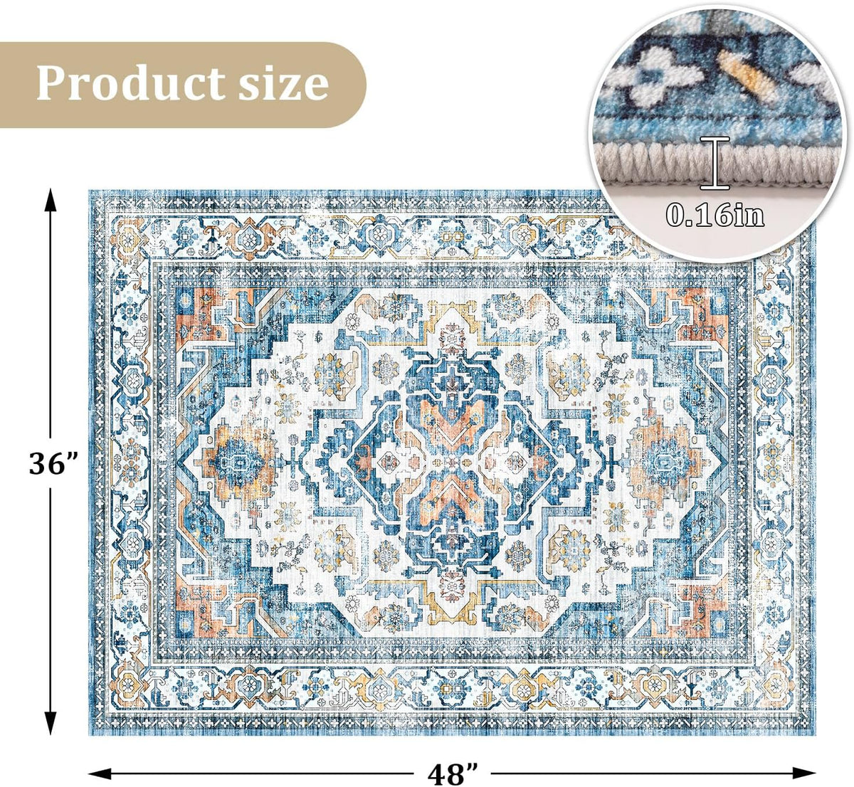 chakme Office Chair Mat for Hardwood Floor, 48"x36" Easy Glide Computer Desk Mat Protector for Rolling Chair Under Desk Rug Nonslip Backing, Machine Wash, (Boho)