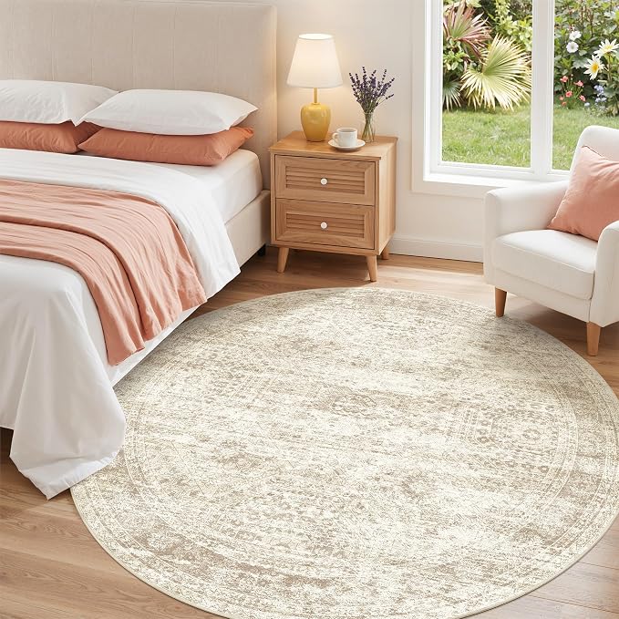 Round Rug 5ft, Washable Circle Rug