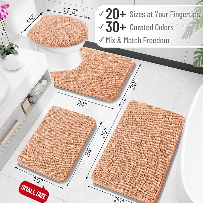 OLANLY Bathroom Rugs 30x20, Extra Soft Absorbent Chenille Bath Rugs, Rubber
