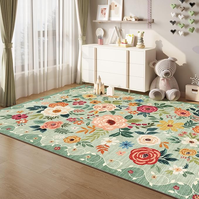 DUKINO 8x10 Area Rug, Floral Rugs