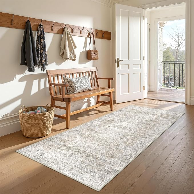 3x6 Runner Rug Non Slip, Thin Entryway Washable Rug