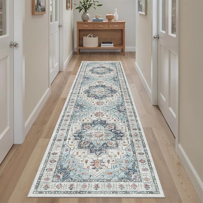 Madane Runner Rug 2x8, Washable Hallway Runner Rugs, Non-Slip Low-Pile Soft