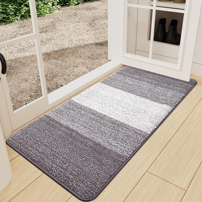 Kitinjoy Indoor Outdoor Door Mat, 47x24 Non-Slip Absorbent Dirt Trapper