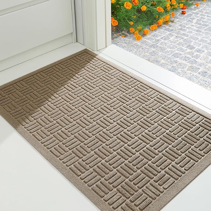 Mibao Front Door Mat Indoor Outdoor Entrance, Dirt Trapping Waterproof