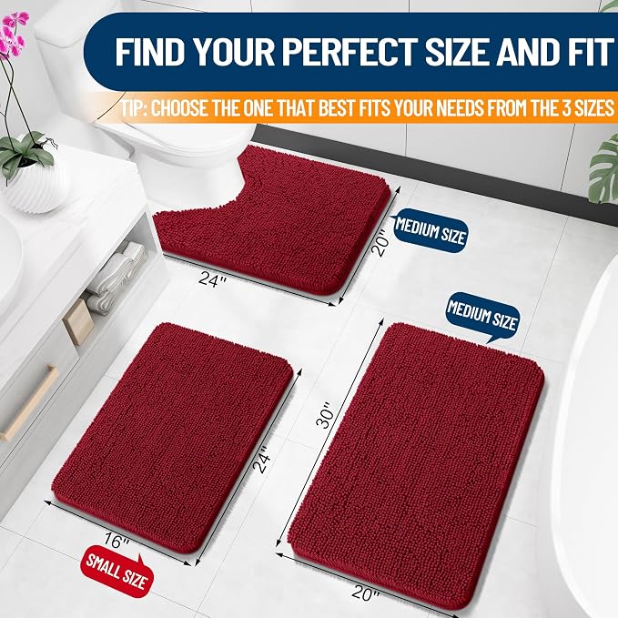 OLANLY Bathroom Rugs 30x20, Extra Soft Absorbent Chenille Bath Rugs, Rubber