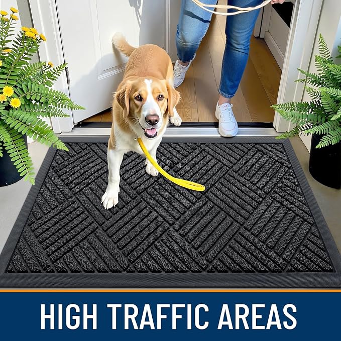 OLANLY Front Door Mat Outside Entrance 29.5x17, Heavy Duty Sturdy Natural