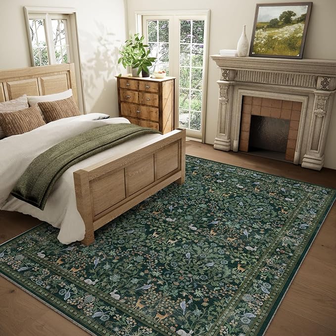 Washable Area Rugs for Living Room: 9x12 Rug Stain Resistant Non Slip Low Pile
