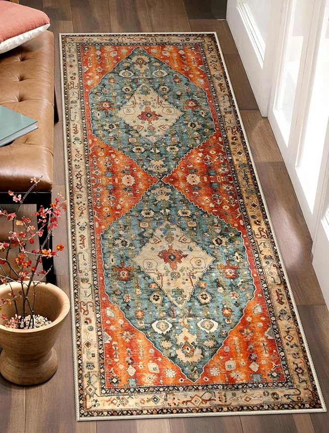 SERISSA Boho Washable Runner Rug, 2x5 Rug Non-Slip Tribal Hallway Kitchen