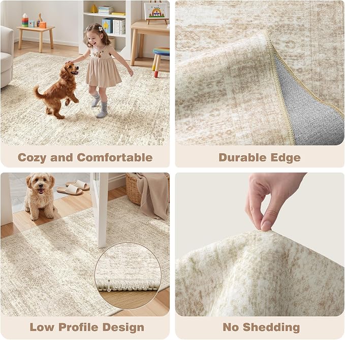 Washable Kitchen Rugs Sets of 2 Piece, Hallway Runner Rug Non-Slip