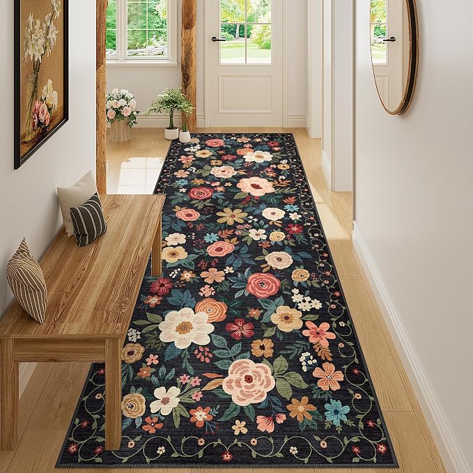DUKINO 3x8 Runner Rug, Washable Rug