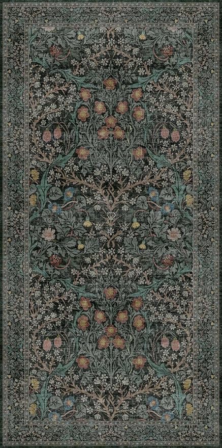 Dark Green Washable 3x6 Runner Rug