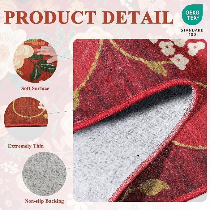 DUKINO 3x5 Area Rug, Floral Rugs