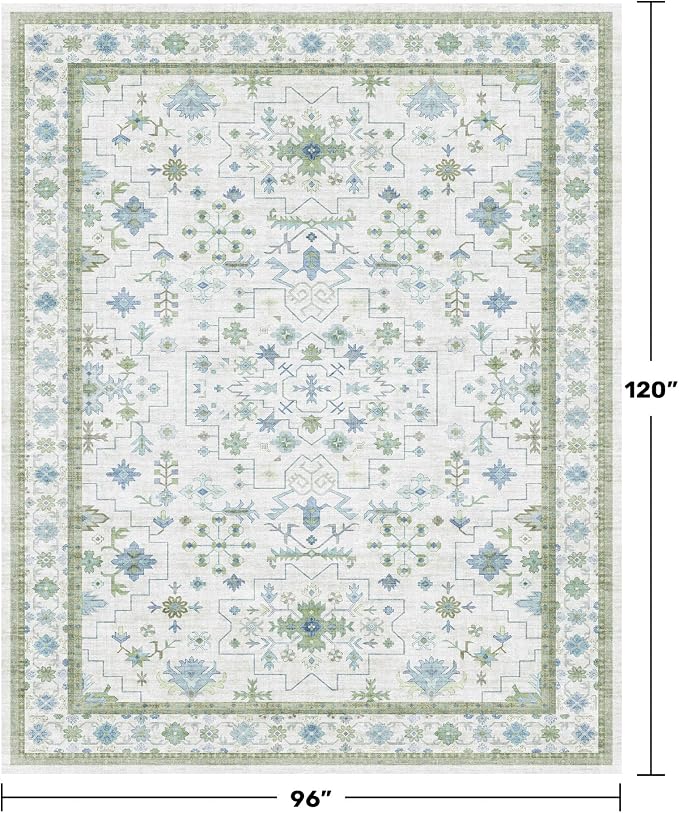 Hazo Haus Blue and Green Living Room Rug 8x10