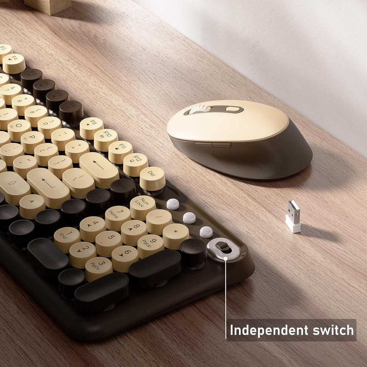 MPTOG Wireless Keyboard and Mouse Combo (Coffee)