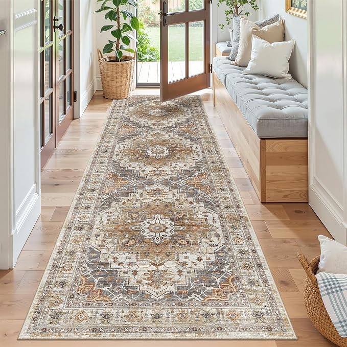 Madane Runner Rug 2'6''x8' Kitchen Runner, Hallway Runner Printed Vintage