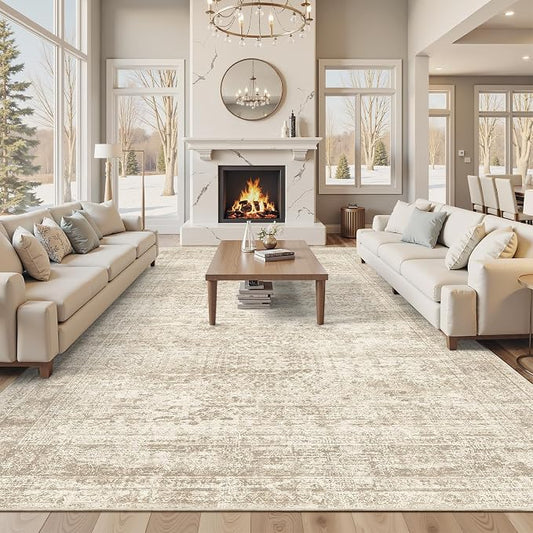 Soalmost Area Rug 10x12 Vintage Washable Living Room Large Carpet Non Slip