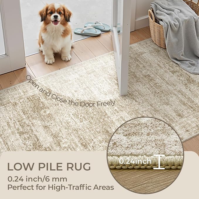 3x12 Runner Rug for Hallway, Non-Slip Long Bathroom Rugs Runner for Kitchen