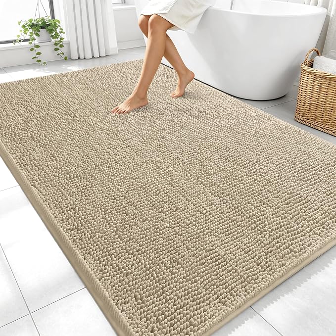 OLANLY Large Bathroom Rugs 70x46, Extra Soft Absorbent Chenille Bath Rugs