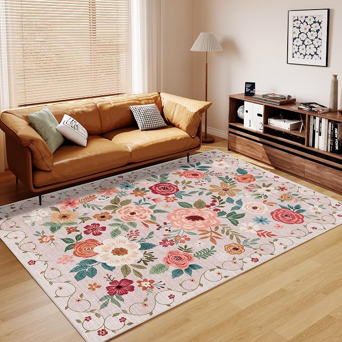 DUKINO 6x9 Area Rug, Floral Rugs