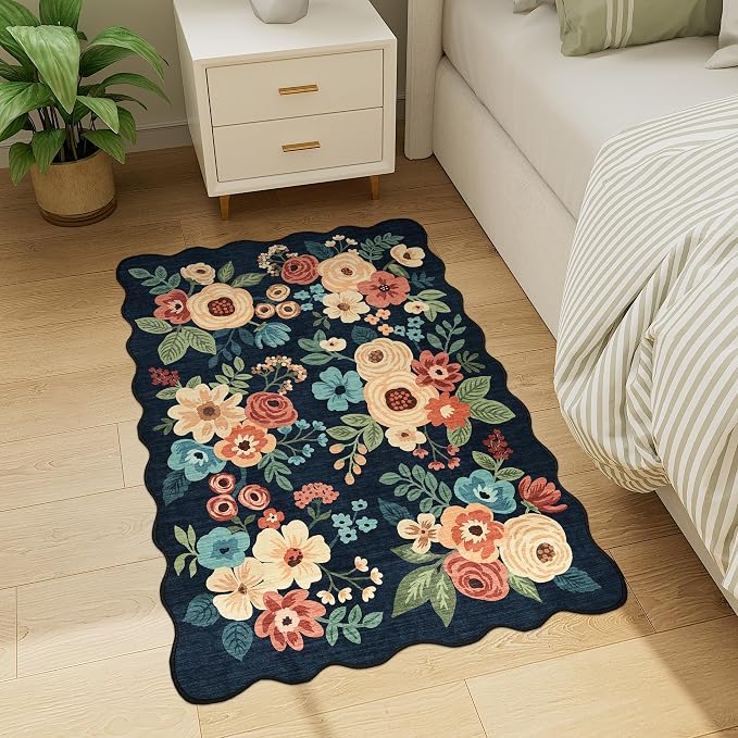 DUKINO 2x3 Entryway Rug, Floral Washable Indoor Door Mat