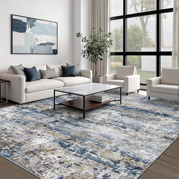 pmtsns Area Rugs 8x10 for Living Room: Washable Rug Modern Abstract Neutral