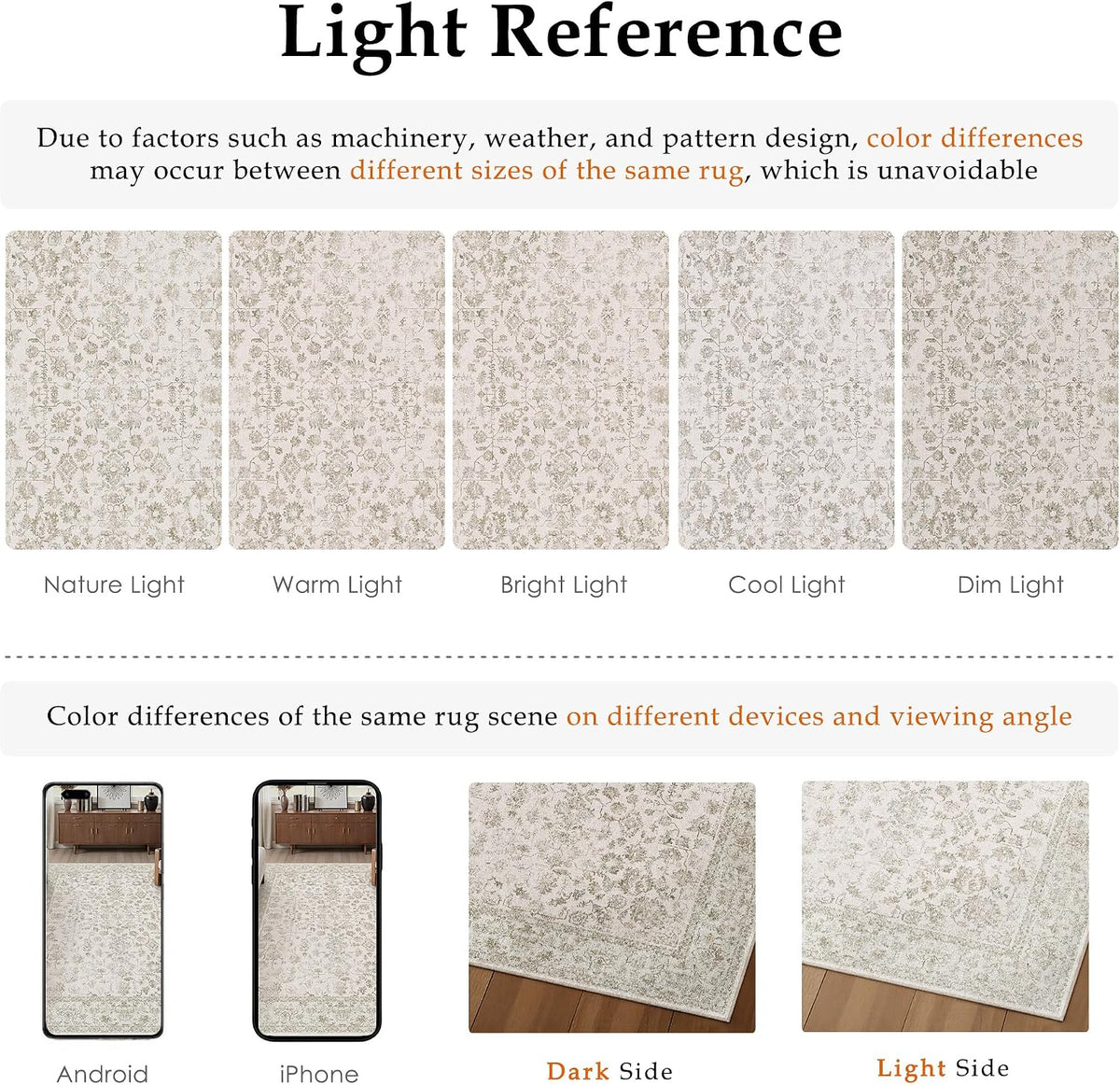 PureCozy 3x5 Beige White Area Rug Washable Non Slip Carpet Living Room